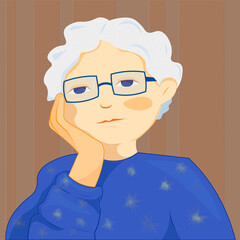 vector illustration of grandmother. grandmother. the grandmother sits leaning on her arm