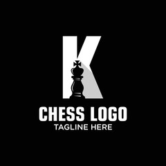 Letter K King of Chess Logo Design Template Inspiration, Vector Illustration.