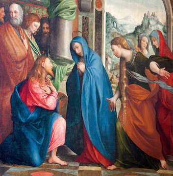 VERONA - JANUARY 27: "Commiato di Jesu dalla Madre" - .Coming of Jesus to mother - by G.Fr. Caroto (1480 - 1555) in church San Bernardino  on January 27, 2013 in Verona, Italy