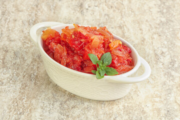 Hungary vegetarian Lecho with vegetables