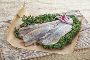 Marinated Herring fillet with onion
