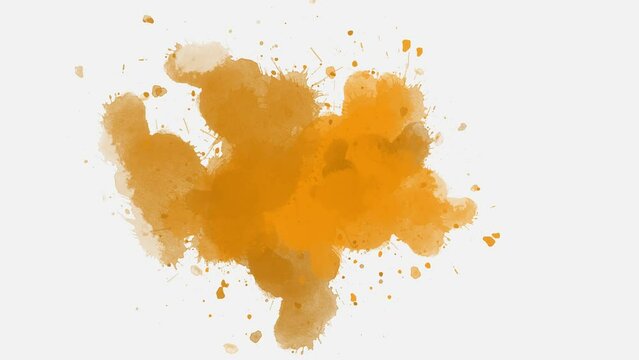 ink splatter compositing. ink bleed reveal transition. Abstract orange color ink splatter slow motion reveal transition. ink brush stroke, fluid art background, overlay, alpha matte composition.
