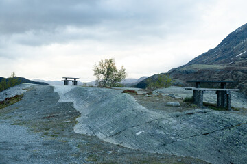 Stone Benches in the Mountains of Norway