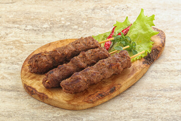 Beef kebab skewer minced meat