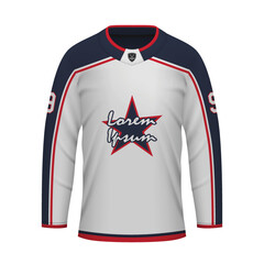 Realistic Ice Hockey away jersey Columbus, shirt template