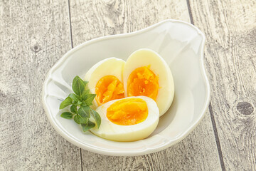 Boiled chicken egg for breakfast