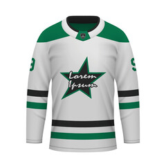 Realistic Ice Hockey away jersey Dallas, shirt template