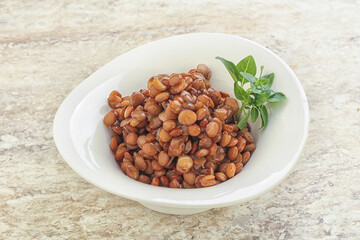 Boiled lentil in the bowl