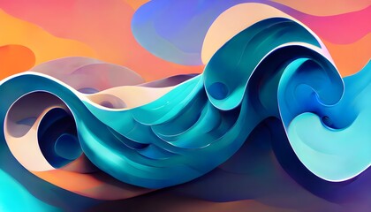 abstract blue waves background, happy mood, 3d render, 3d illustration