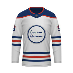 Realistic Ice Hockey away jersey Edmonton, shirt template