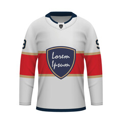 Realistic Ice Hockey away jersey Florida, shirt template