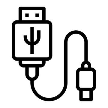 black usb cable icon clip art preview