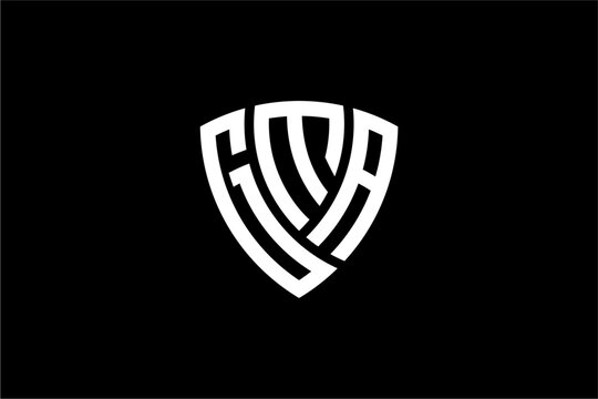 GMA creative letter shield logo design vector icon illustration