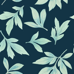 Bright background in a watercolor style for design. Abstract botanical pattern from peony leaves.
