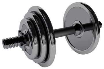 Metal dumbbell. 3D rendering illustration. 