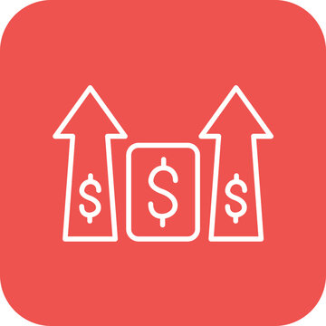 Increase and Decrease in Rate Line Round Corner Background Icon