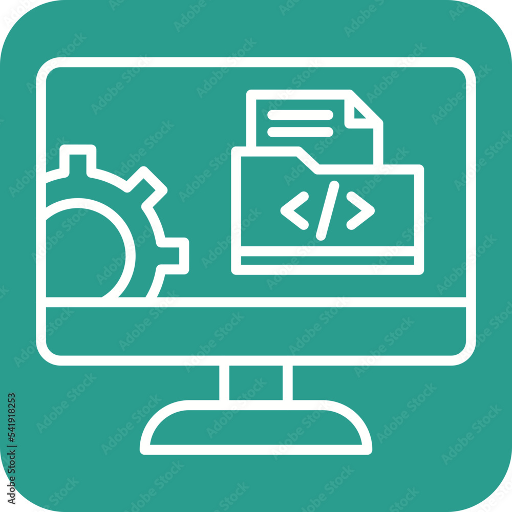 Poster web development line round corner background icon