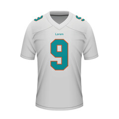 Realistic football away jersey Miami, shirt template