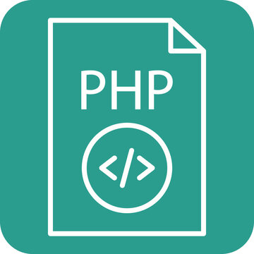 PHP File Line Round Corner Background Icon