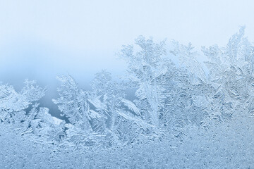 Frosty pattern on the window glass.  Abstract, background