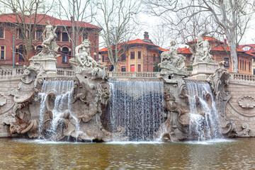 Turin fountain of the 12 Months . Seasons fountains in Torino . Sculptures in water  © Leilani