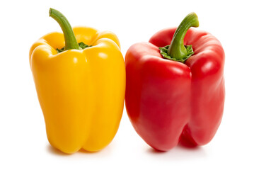 Yellow and red paprika. Isolate on white background