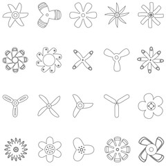 Propeller and paddle outline vector collection set