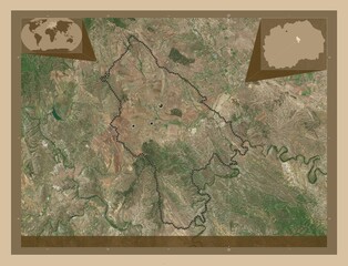 Lozovo, Macedonia. Low-res satellite. Major cities