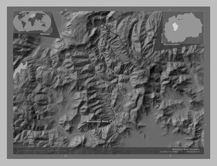 Makedonski Brod, Macedonia. Grayscale. Labelled points of cities