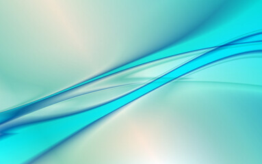 Abstract background green blue fantasy lines on white, soft waves elegant 3d illustration. 