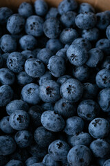 Top view of fresh blueberry background food healthy