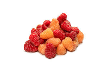 Tasty raspberries isolated on  white background.