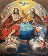 ANNEC, FRANCE - JULY 10, 2022:  The painting of Holy Trinity in the church Eglise Saint François De Sales by Bartholomeo Thene (1720).