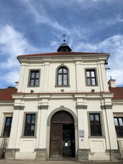 Baroque style old Pazaislis monastery near Kaunas, Lithuania with summer clouds