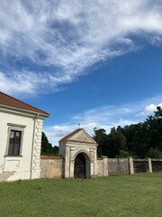 Fototapeta premium Baroque style old Pazaislis monastery near Kaunas, Lithuania with summer clouds