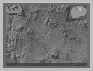 Sveti Nikole, Macedonia. Grayscale. Labelled points of cities