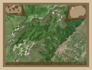 Tetovo, Macedonia. Low-res satellite. Labelled points of cities