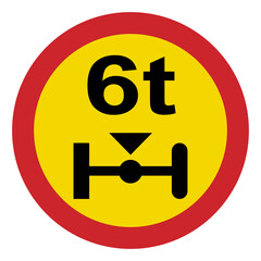 Prohibited road signs. Axle load limit. Traffic signs.