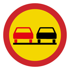 Prohibited road signs. No overtaking. Traffic signs.