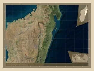 Toamasina, Madagascar. High-res satellite. Major cities