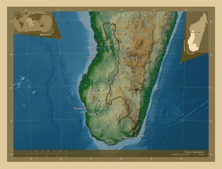 Toliary, Madagascar. Physical. Labelled points of cities