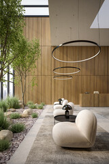 Modern style conceptual reception interior room 3d illustration - 541924296