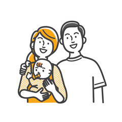幸せな赤ちゃんと夫婦の3人のイラスト素材
