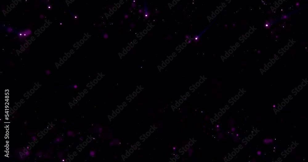 Poster abstract dark blue purple frame with flying glittering digital hi-tech particles with blur effect an
