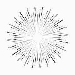 Radial speed lines in circle form for comic books. Fireworks explosion background. Vector illustration. Starburst round Logo. Circular design element. Abstract Geometric star rays.