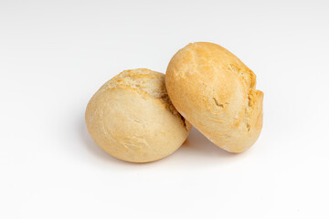 Breakfast bread rolls isolated on white background