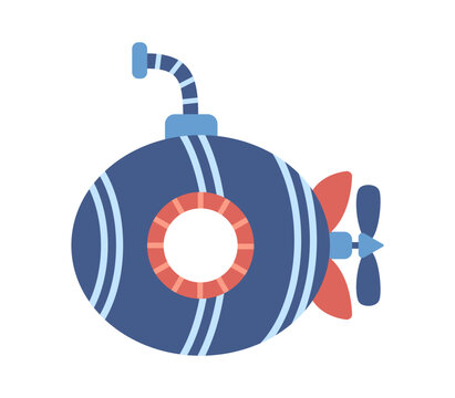 recommend clip art: Vector blue and red submarine. Striped bathyscaphe. Blue underwater ship. Sea research transport.