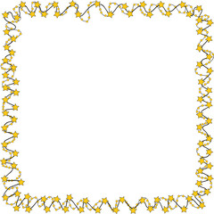 Festive star with yellow, white, dark colors. Christmas star. Festive garland. PNG format.