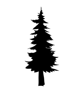 Black christmas trees. Vector object for creating pattern, wallpapers, and decorations.