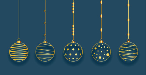 collection of christmas bauble ornaments in line style